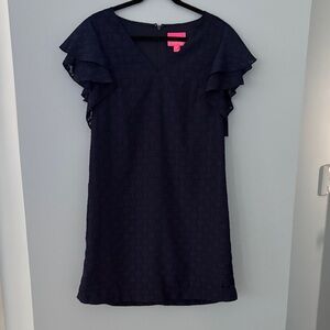 Lilly Pulitzer Navy Lace Ruffle Sleeve Mini Dress